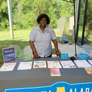 Carolyn Rothschild mans a Live Well Alabama booth