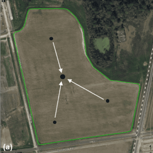 Figure 1. (a) Map illustrating a traditional soil sampling method.