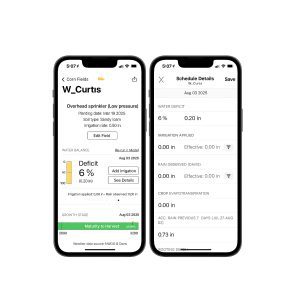 A screenshot of a page within the Smart Irrigation CropFit app.