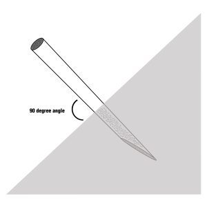 Figure 10. After cutting the live stake at an angle, insert it into the stream bank at a 90 degree angle.