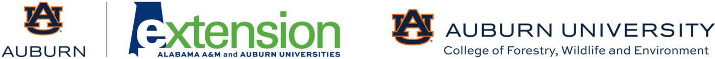 The co-branded logo for the Alabama Cooperative Extension System and Auburn University along with Auburn's College of Forestry, Wildlife and Environment