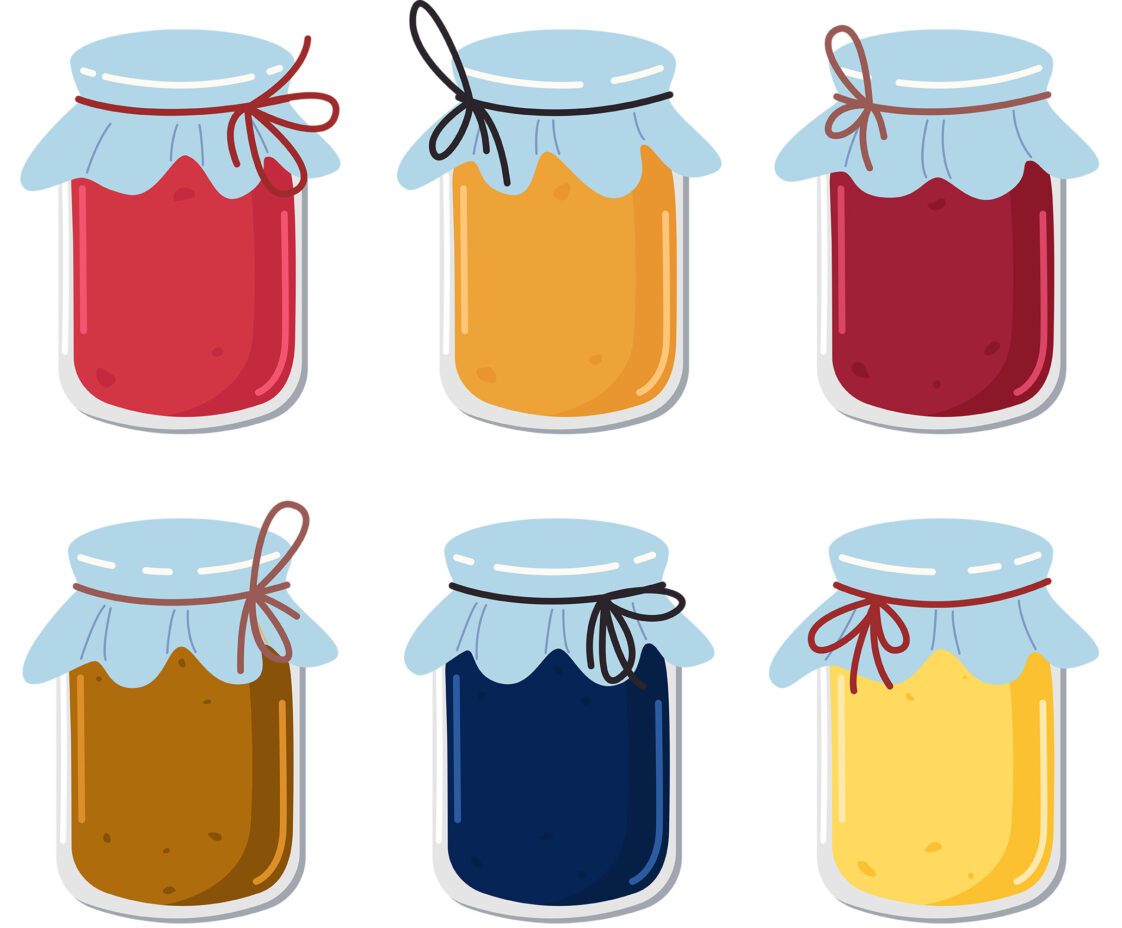 Illustrated Jars of Jelly on a white background.