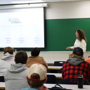 Debra Kellstedt of Texas A&M presents to students at Auburn University.