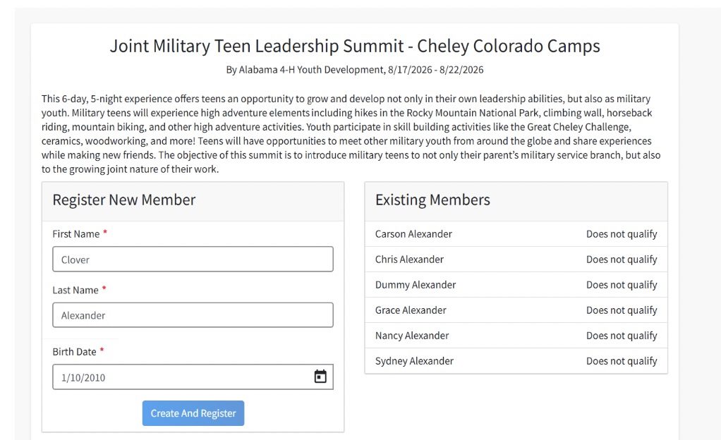 A registration screen on a computer where people fill in needed information.