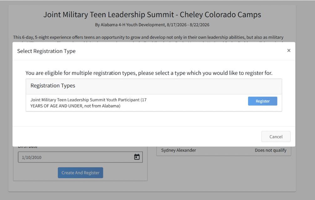 A registration screen on a computer where people fill in needed information.