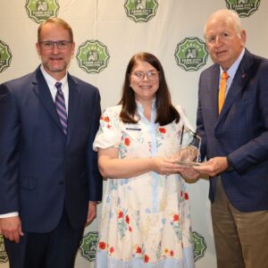 From left are Alabama Farm-City Committee Chair Jeff Helms, Amanda Jones and AFAF board member Mahlon Richburg.