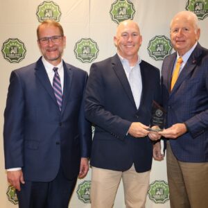 From left are Alabama Farm-City Committee Chair Jeff Helms, Houston County Farm-City Committee Chair Micah Johnson and AFAF board member Mahlon Richburg.