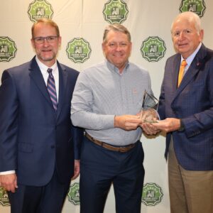 From left are Alabama Farm-City Committee Chair Jeff Helms, Jimmy Jones and AFAF board member Mahlon Richburg.