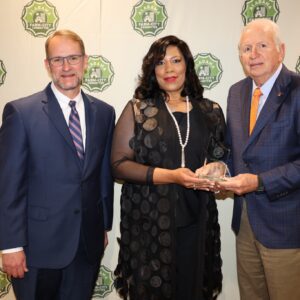 From left are Alabama Farm-City Committee Chair Jeff Helms, Franklin County Farm-City Committee Chair Katernia Cole and AFAF board member Mahlon Richburg.