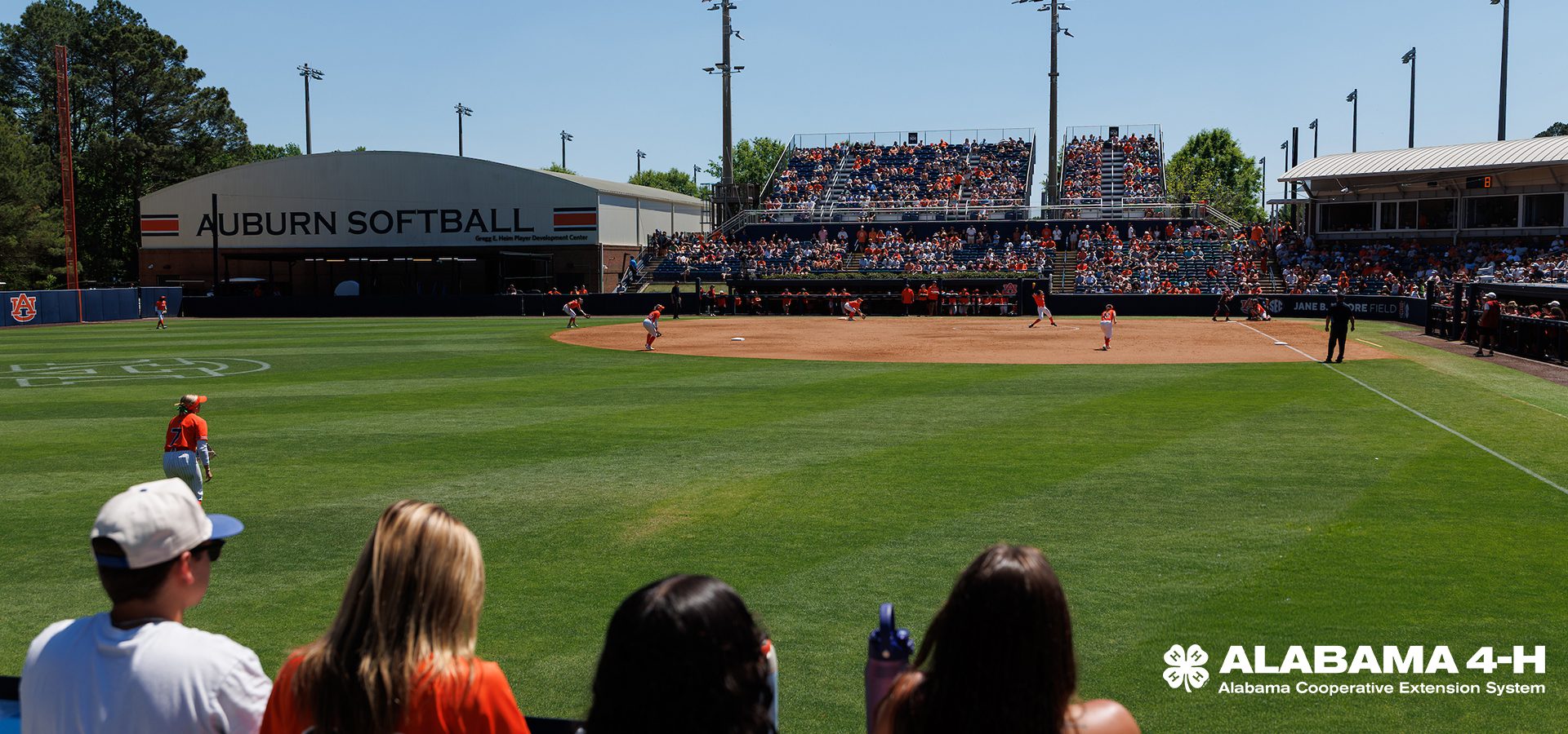Scenic view of field and crowd during the game between the Auburn Tigers and the #1 Alabama Crimson Tide at Jane B. Moore Field in Auburn, AL on Sunday, April 12, 2026.