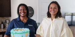 Auburn University sophomore Elizabeth Belcher, right, started Eats by Elizabeth after receiving her cottage food law certification. Alabama Extension Food Safety & Quality Agent Janet Johnson, left, taught the course that led to Belcher receiving her certification.