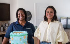 Auburn University sophomore Elizabeth Belcher, right, started Eats by Elizabeth after receiving her cottage food law certification. Alabama Extension Food Safety & Quality Agent Janet Johnson, left, taught the course that led to Belcher receiving her certification.