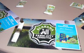 A place setting at the 2025 Geneva County Farm-City banquet