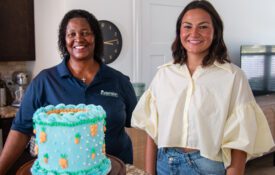 Auburn University sophomore Elizabeth Belcher, right, started Eats by Elizabeth after receiving her cottage food law certification. Alabama Extension Food Safety & Quality Agent Janet Johnson, left, taught the course that led to Belcher receiving her certification.