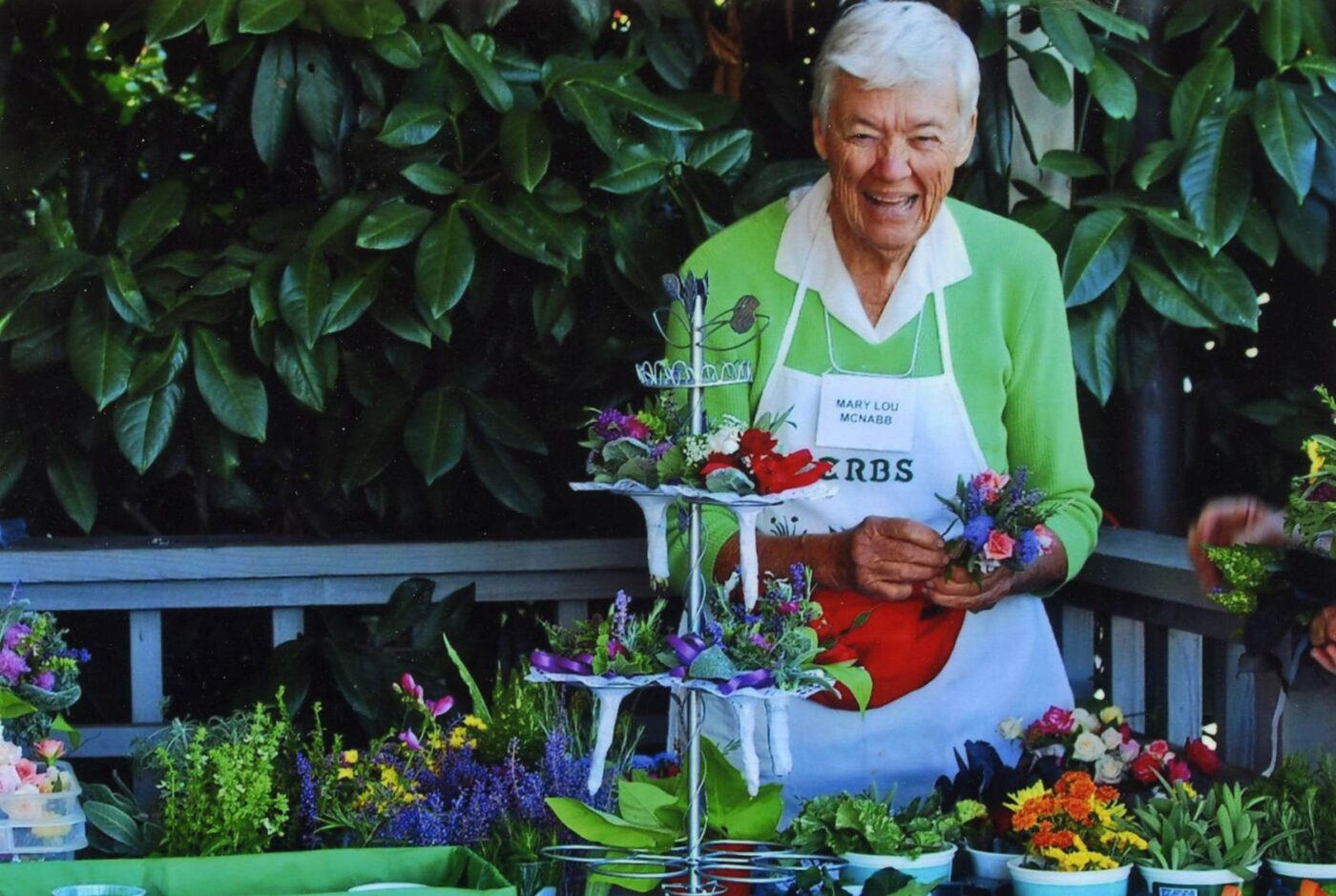 Mary Lou McNabb hosts a presentation about herbs.