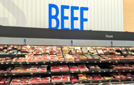 The beef section of a grocery store