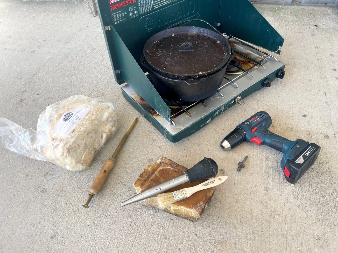 Figure 3. Equipment and supplies used for log inoculation. Photo Credit: A. Shabel