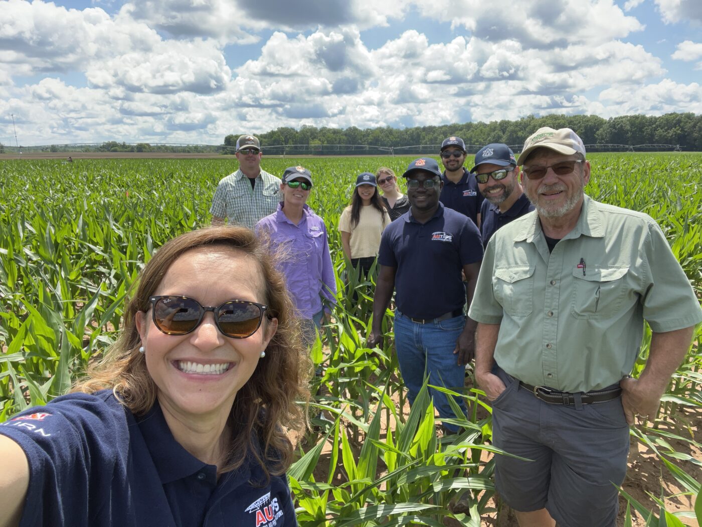 Figure 19. Members of the TAPS team looking at corn plots with growers from central Alabama