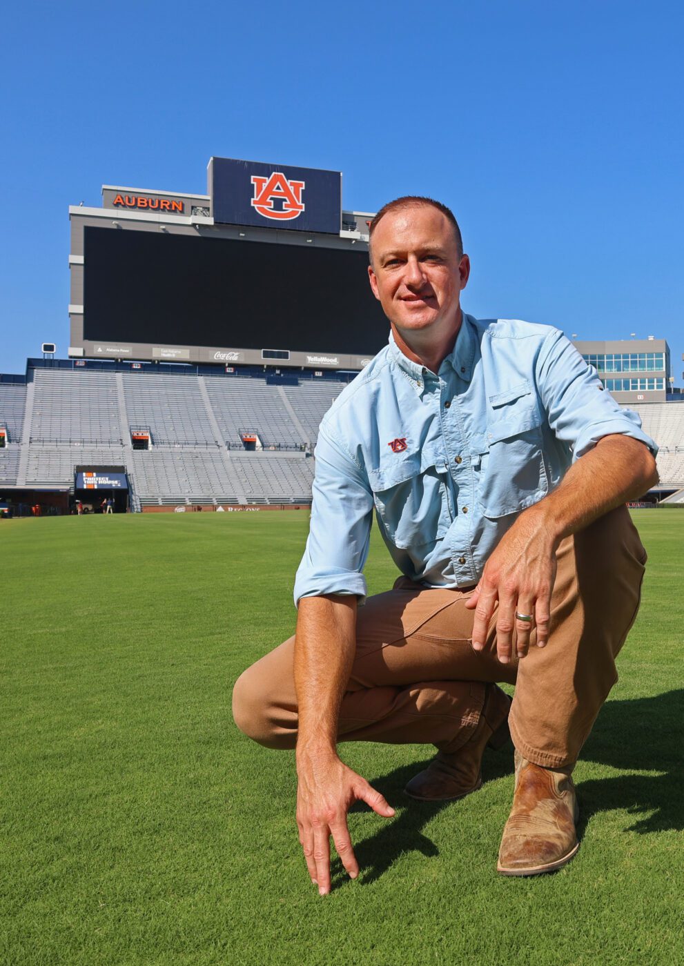 David Lawrence on the field of Jordan-Hare Stadium