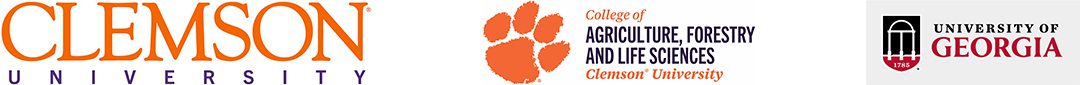Clemson University, Clemson University College of Agriculture, Forestry and Life Sciences, and University of Georgia logos