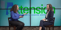 TV host on air speaking to ACES Extension Director, Eve Brantley