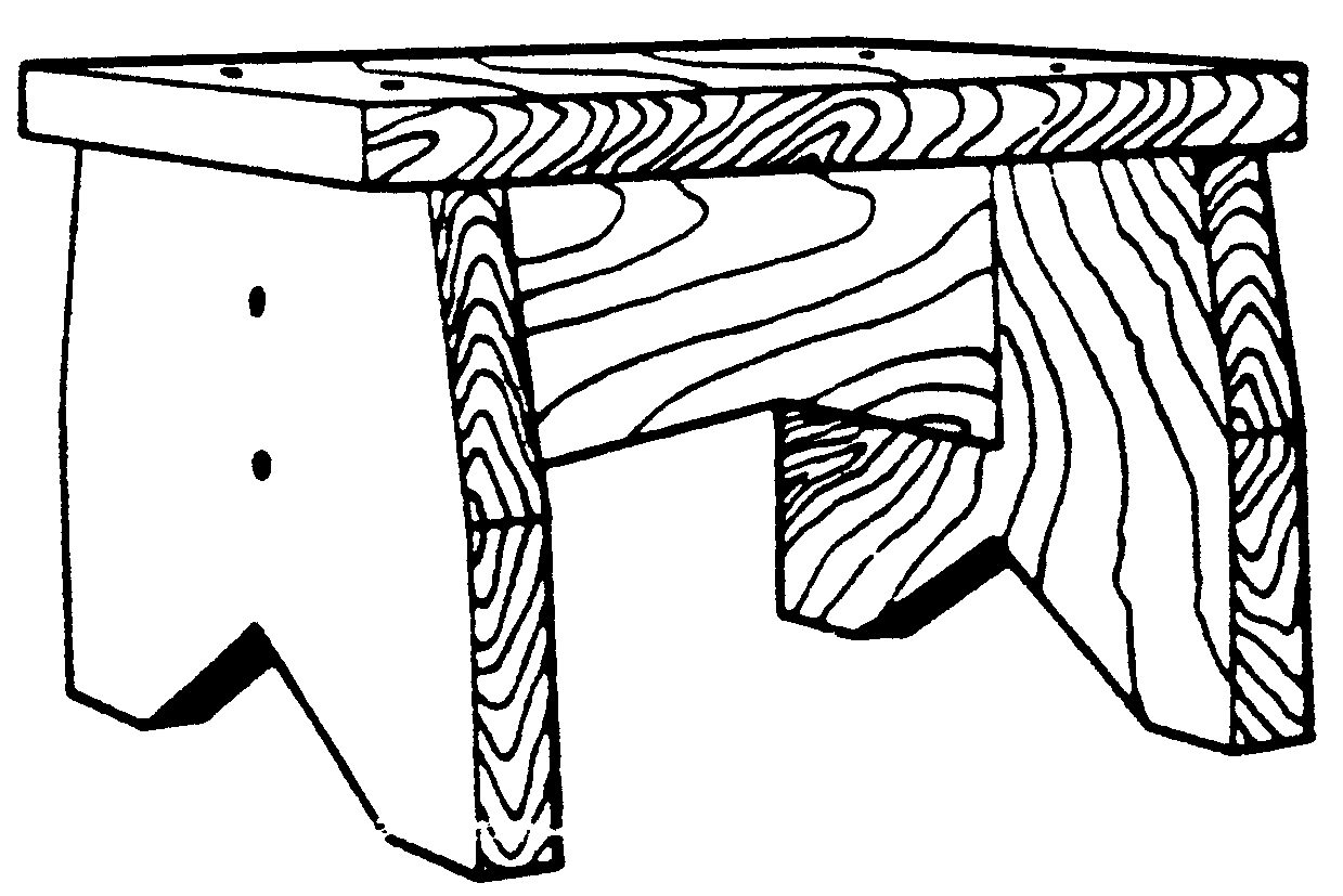 A illustrated image of a built footstool.