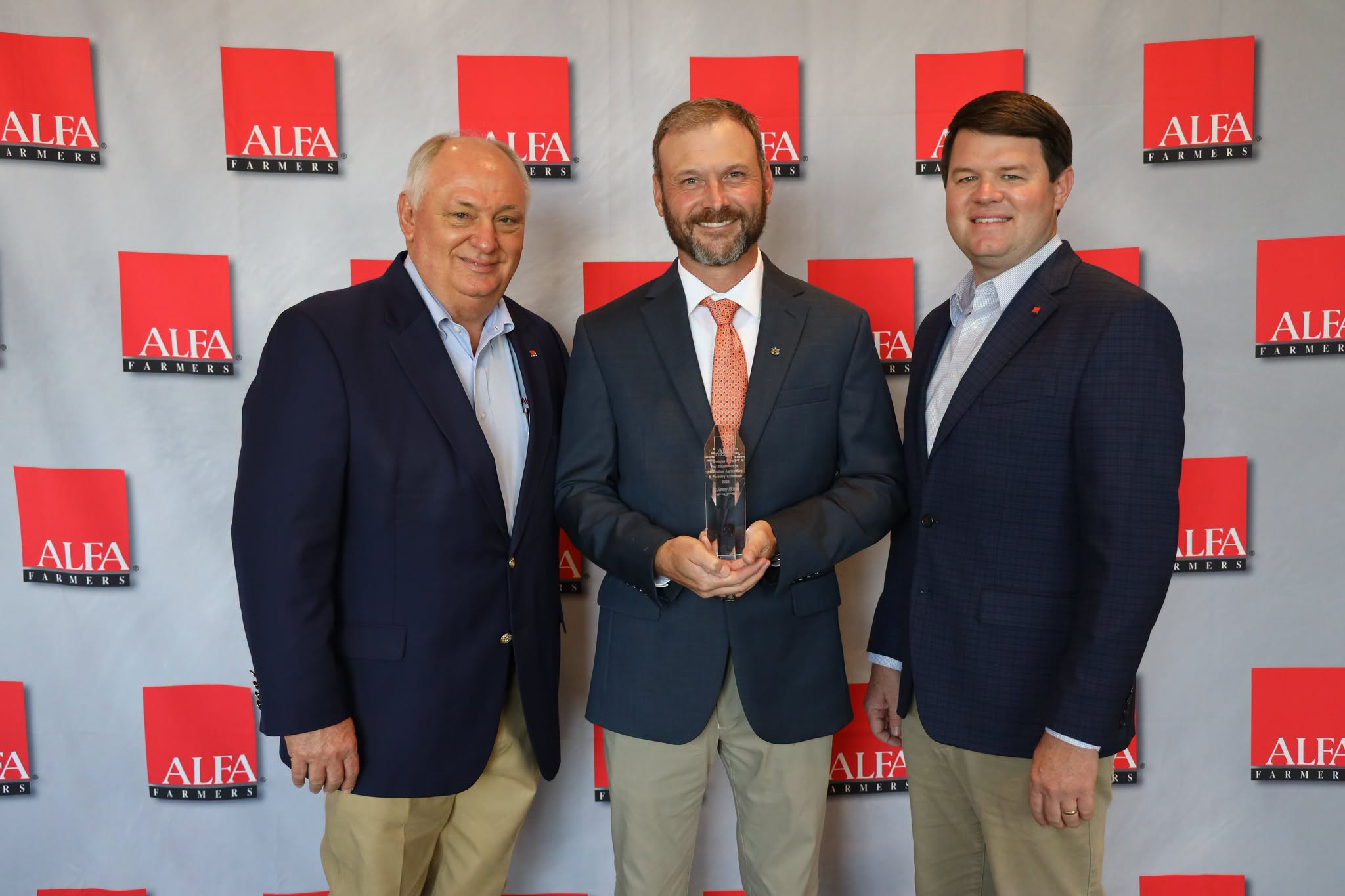 Dr. Jeremy Pickens received the Alabama Farmers Federation Duncan Award for Excellence in Production Agriculture & Forestry Extension Aug. 8 during the Farm & Land Conference in Mobile. Pickens, who was nominated by nurserymen for the annual award, is an Alabama Extension at Auburn University horticulture expert and is based at the Ornamental Horticulture Research Center in Mobile. He nets $5,000 from the Alabama Farmers Agriculture Foundation as the Duncan Award recipient.