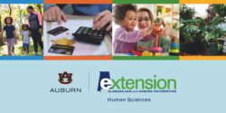 A collage of images, including families, finances, parenting, and healthy living, along with the Alabama Extension Human Science and Auburn University co-branded logo.